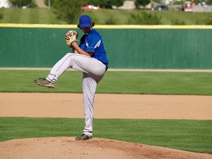 Picture of young baseball pitcher on mound